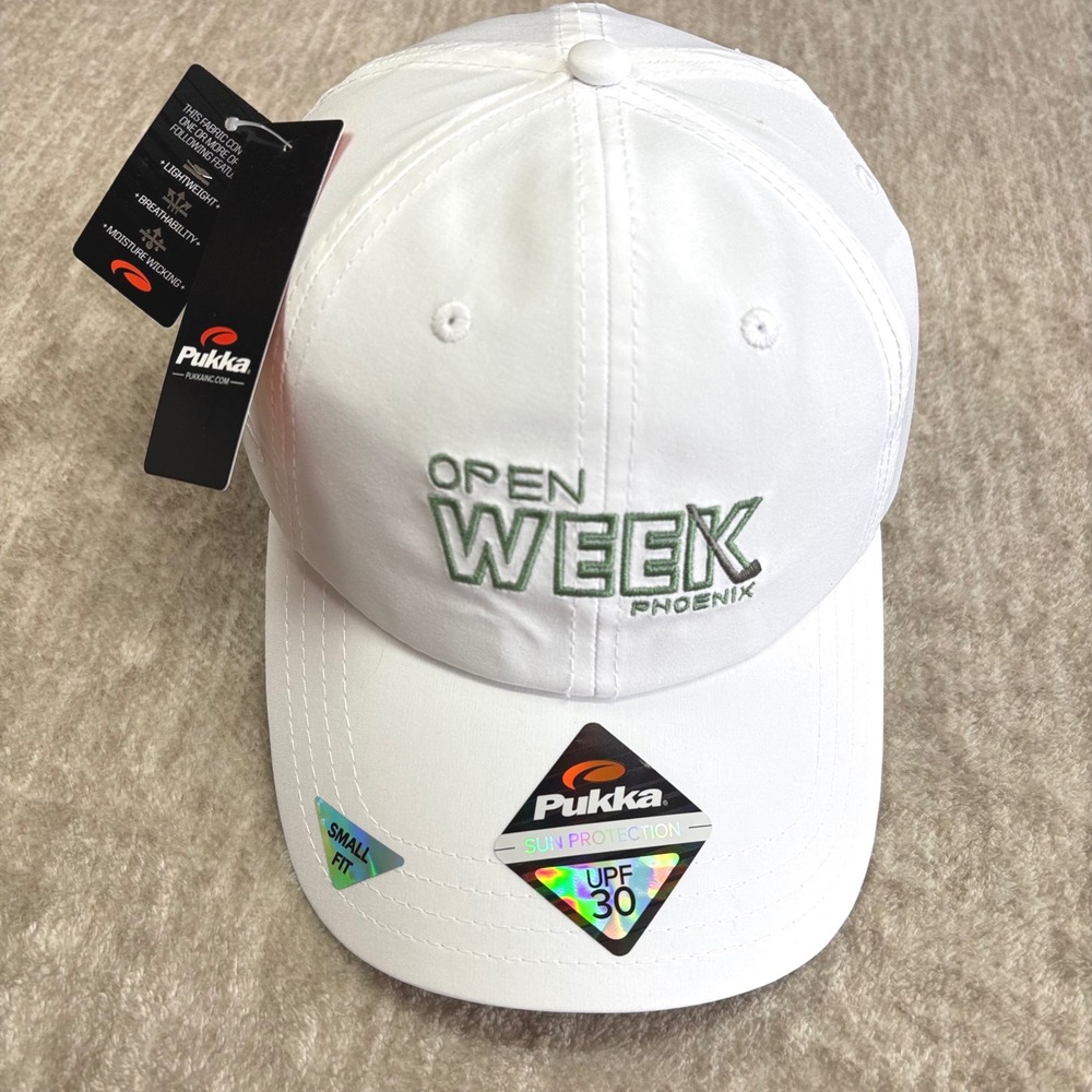 Pukka Golf Hat Unisex SM White Phoenix Open Week UPF 30 Performance Adjustable